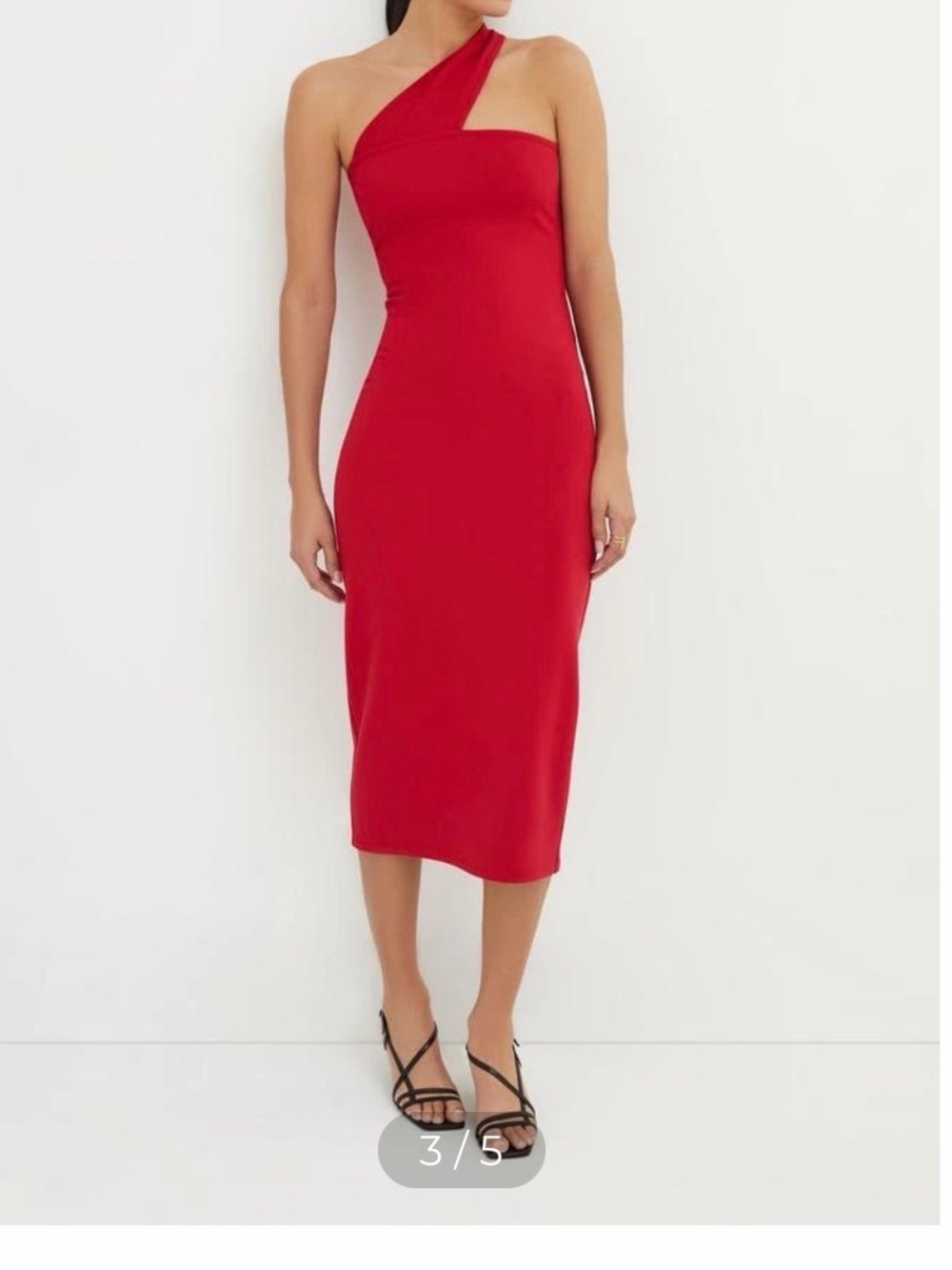 MARELLA One-Shoulder Red Midi Dress